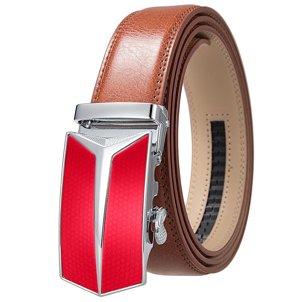 Men'S Belt, Automatic Buckle Cowhide Belt Casual Business Ly36-1314-1