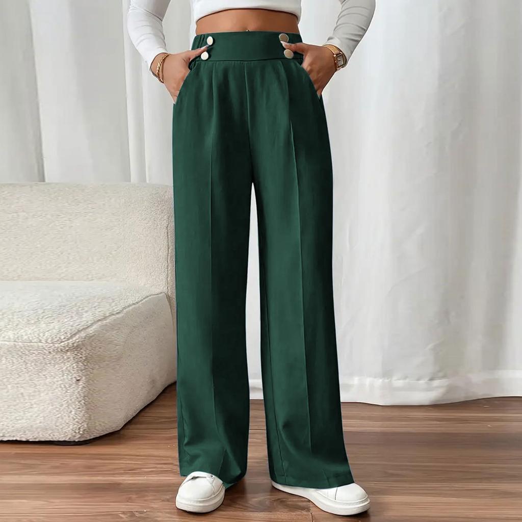 Women's High Waisted Color Flowy Floor-Length Casual Pants for Everyday Wear