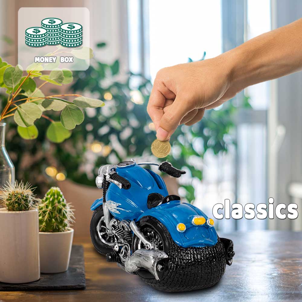 Home Decor Collectible Vehicles Resin Decorative Motorbike Figurines Motorcycle Shaped Piggy Bank Home Indoor Outdoor Decor