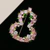 Fashion Pink Rhinestone Lucky Gourd Shaped Brooches For Women Clothing Accessory Crystal Openwork Gourd Brooch Pin Party Jewelry