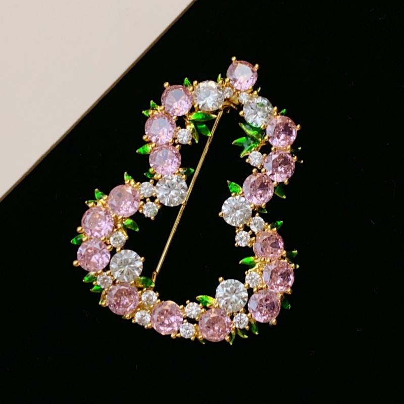 Fashion Pink Rhinestone Lucky Gourd Shaped Brooches For Women Clothing Accessory Crystal Openwork Gourd Brooch Pin Party Jewelry