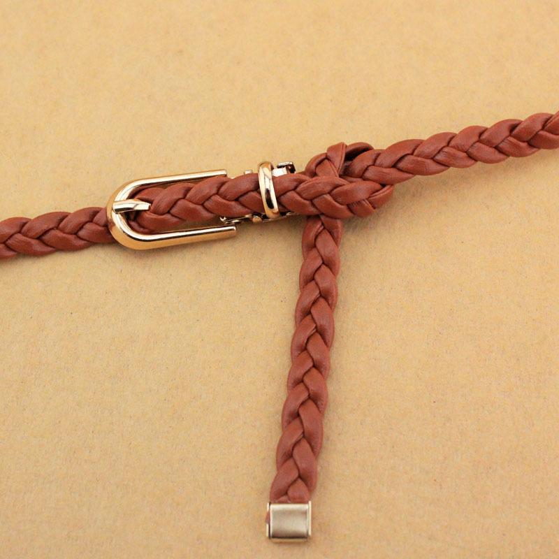 PU Gewebter Damen Dünner Gürtel Frühling Und Sommer Kleideraccessoire Gürtel Damengürtel