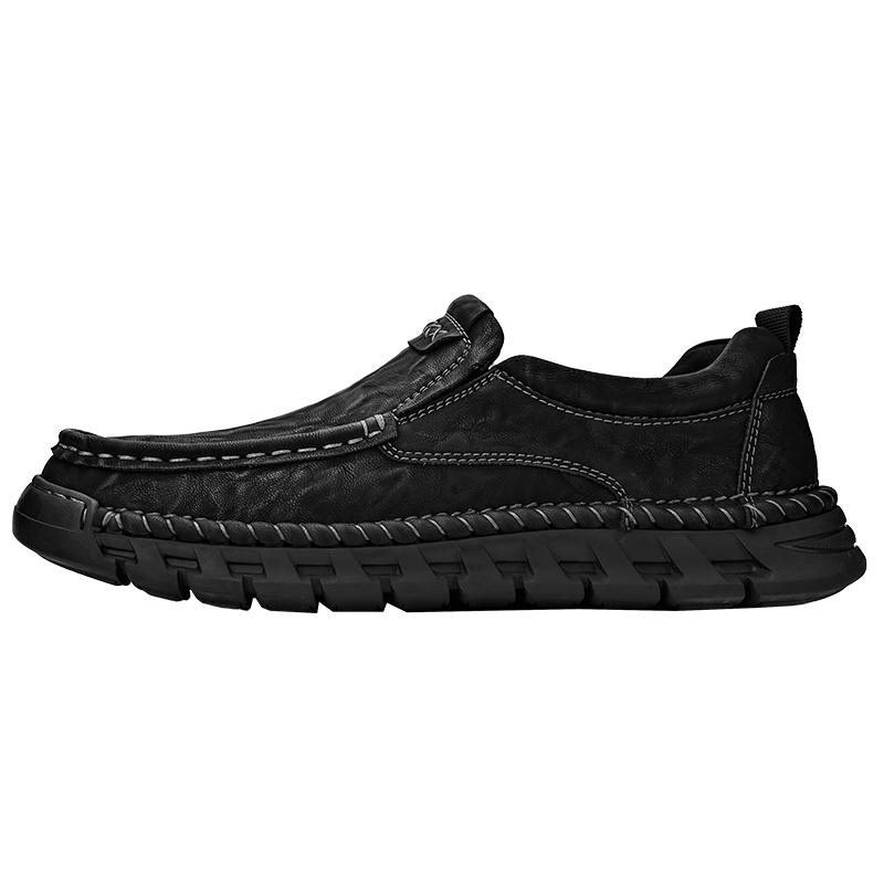 Fashion Leather Shoes Man Casual Loafers Luxury Design Slip on Male Dress Shoes Leisure Style Big Size Outdoor Wear-resistant Sole