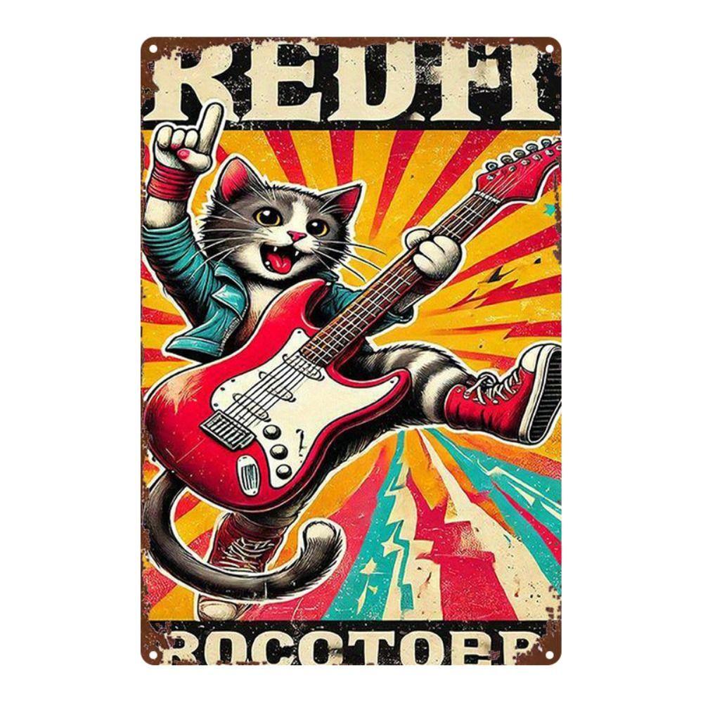 Retro Metallschild Rock Cats Wanddeko
