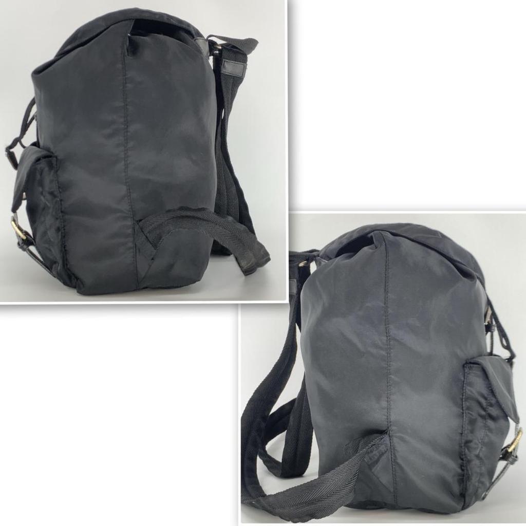 PRADA Rucksuck Backpack Daypack Tessuto Nylon Leather Silver Hardware Black Women's Triangle Logo Plate