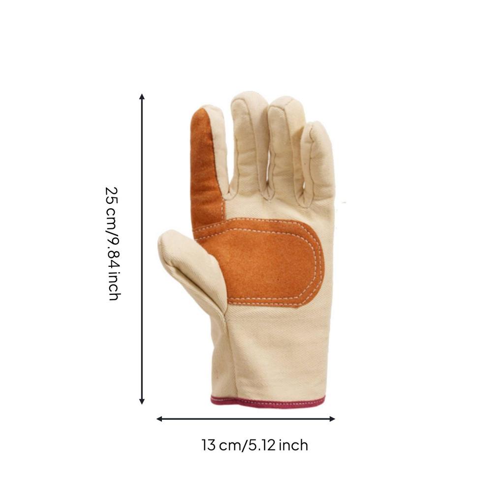 Canvas Gloves with Leather Palm Heavy-Duty Work Reinforced