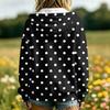 Women's Polka Dot Print Long Sleeve Hooded Jacket with Pockets and Casual
