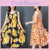 Cotton Printed Maxi Dress With Pleated Design For Elegant Women
