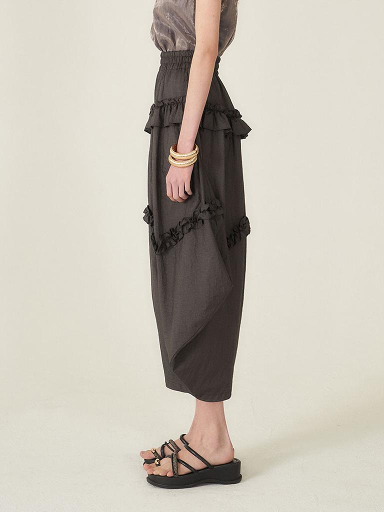 CAHIERS Zigzag Tiered Frill Balloon Wide Pants