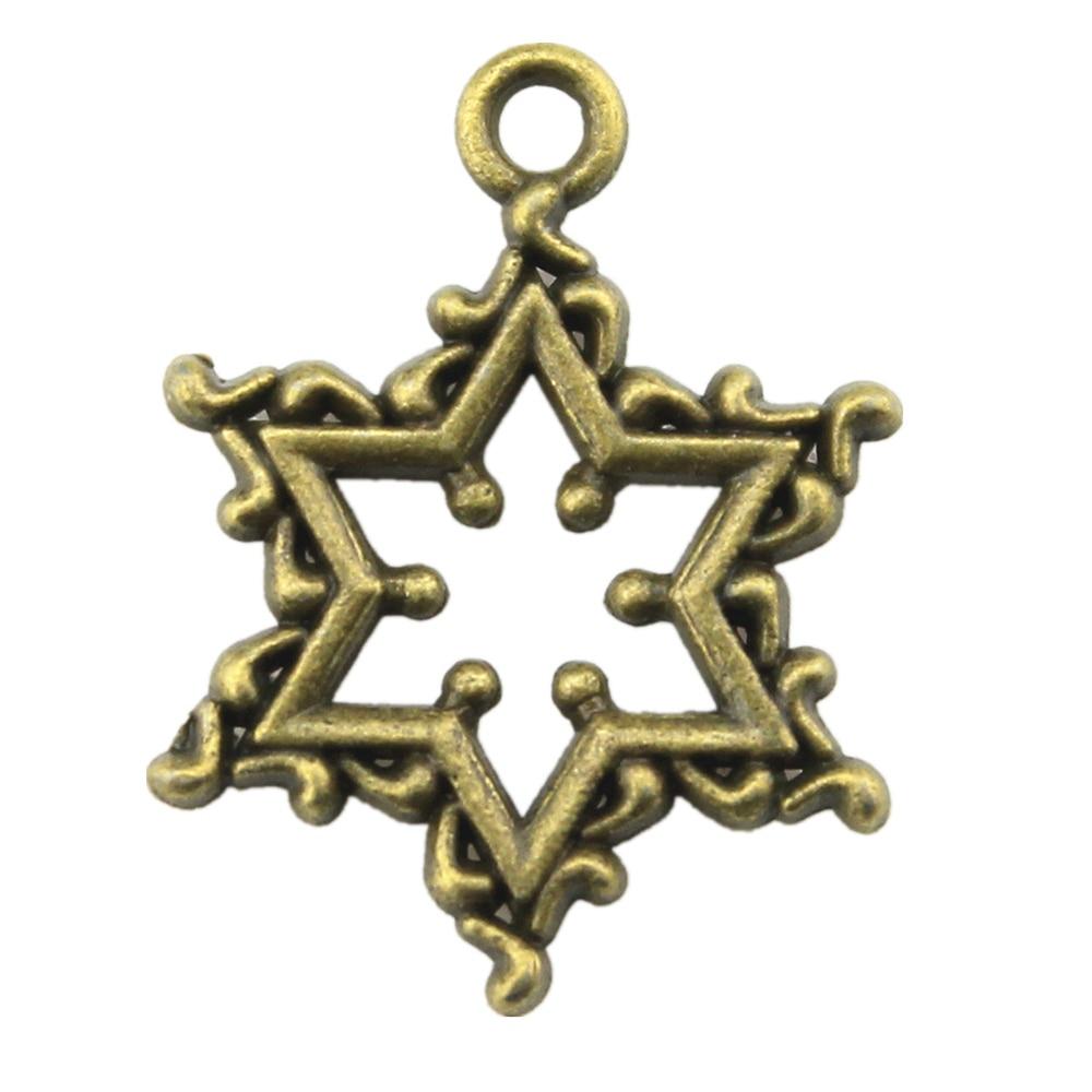 

10шт Снежинка Амулеты Античная бронза Цвет Цинковый сплав 22X16mm