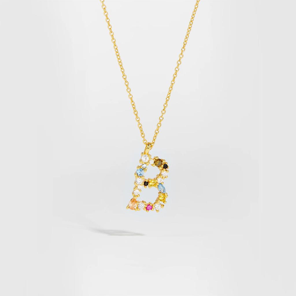 925 Sterling Silver Gold Letter M Pendant Initial F Alphabet Necklace Monogram Opals 2020 Women Accessories Jewelry