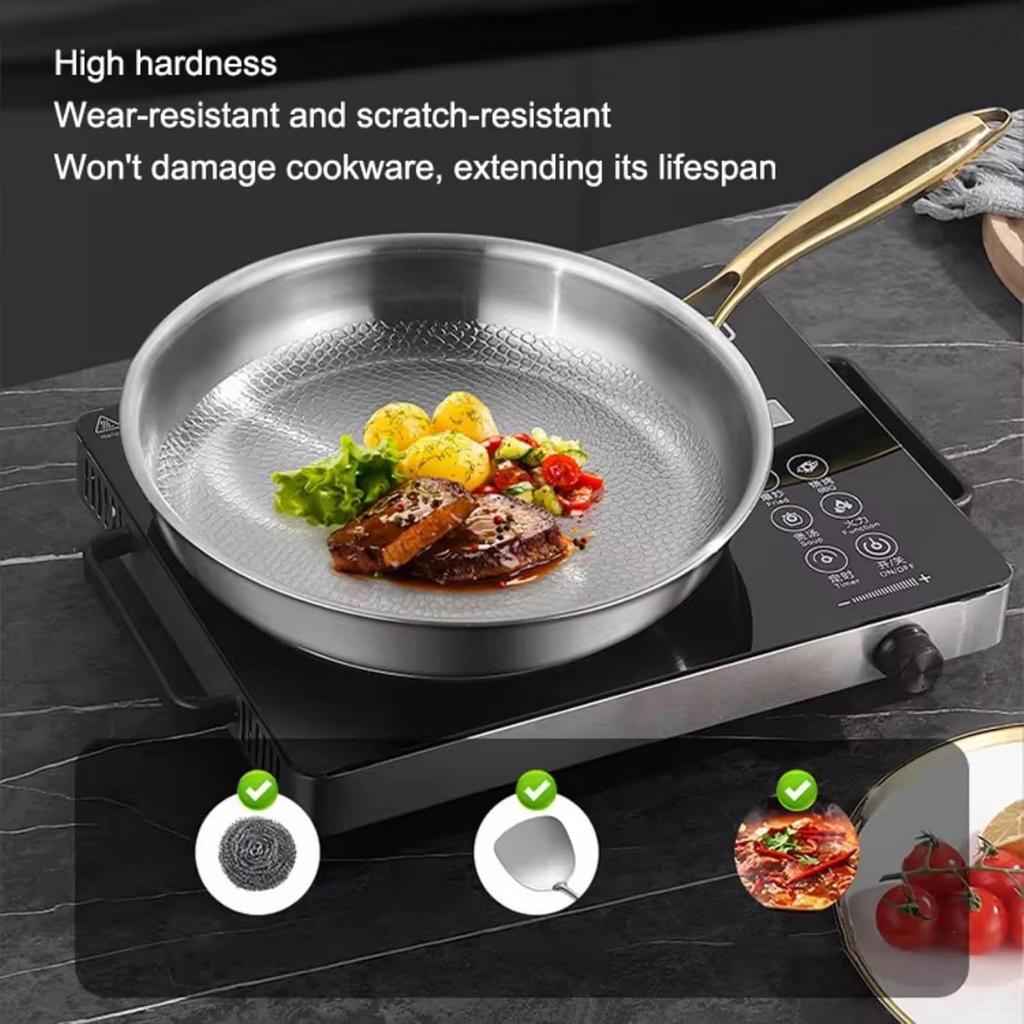 12 Inch Hammered Titanium Frying Pan Pure Titanium Skillet With Lid Oven & Dishwasher Safe Cookware