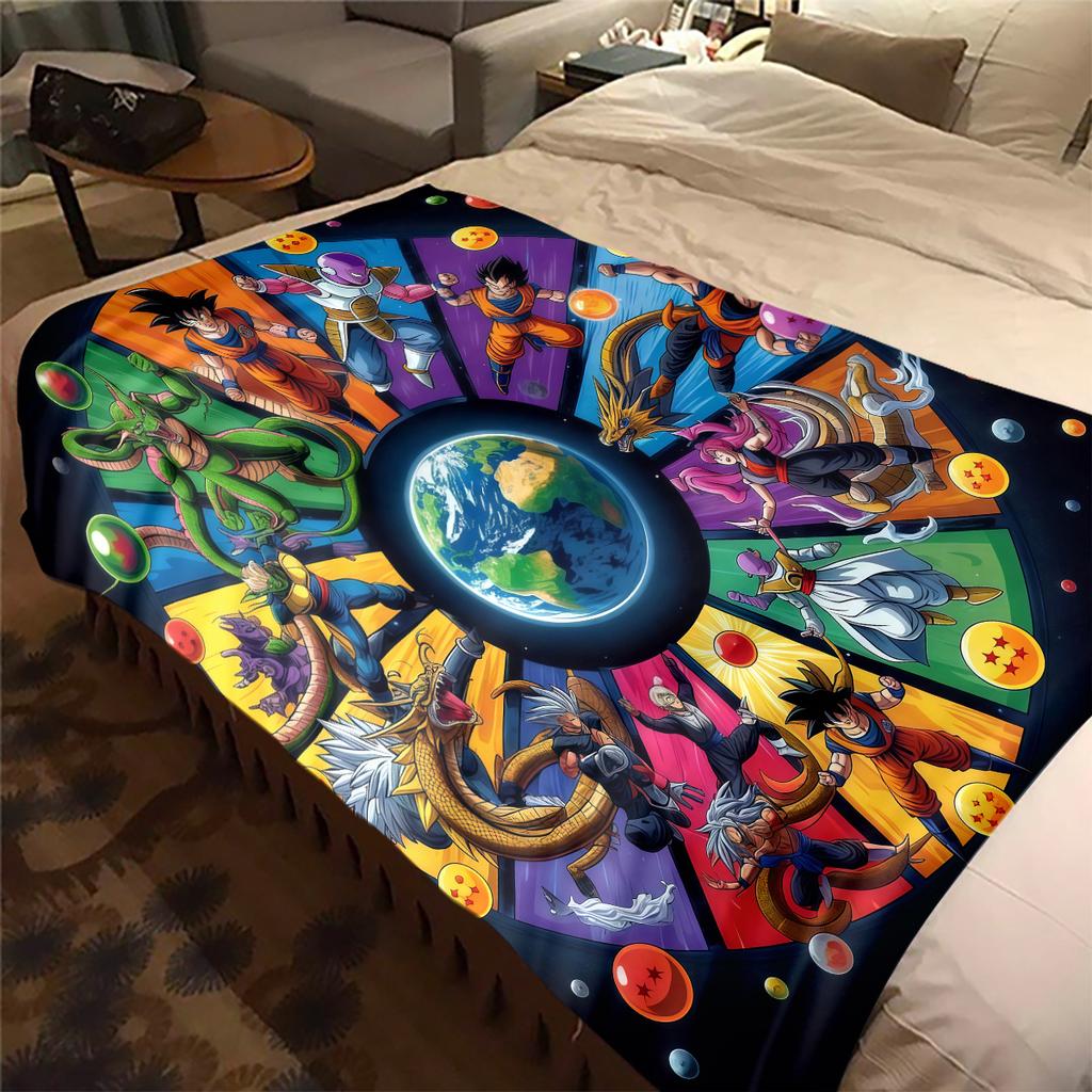 1 ks flanelová deka s potiskem DRAGON BALL, Vysoká kvalita, Pro všechna roční období, Domácí dekorace, Teplo a pohodlí, Perfektní jako vánoční dárky