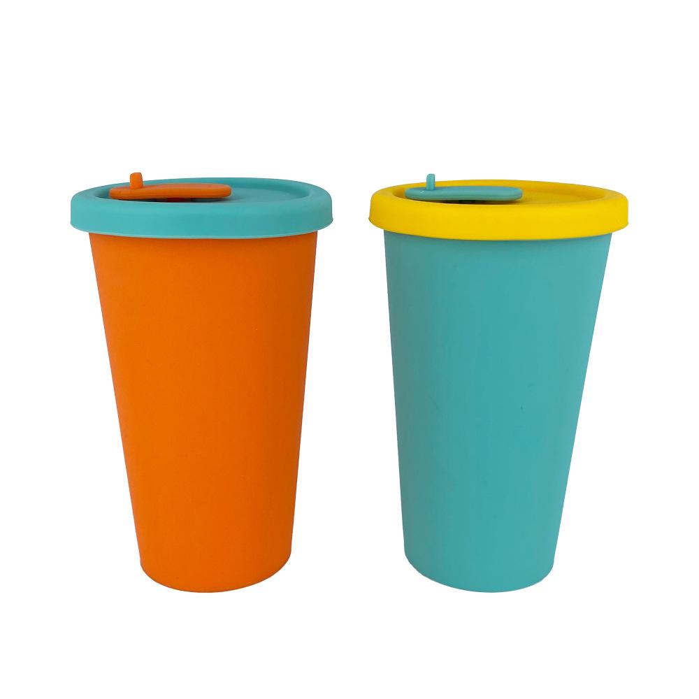 Edible Silicon Milky Tea Cup Reusable Drop-Resistant Use Childrens Straw Cup Environmental Protection Handy Water
