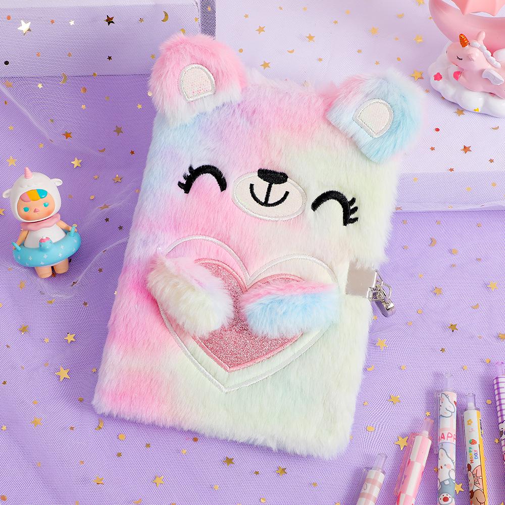 Lockable Little Bear Plush Journal for Kids - Perfect Christmas Gift