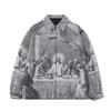 ROADVIBE Autumn Men Jacket Oversized Painting Printing Couples Thin Casual Jackets Male Female Silk Vintage Clothing Man Coats Outerwear