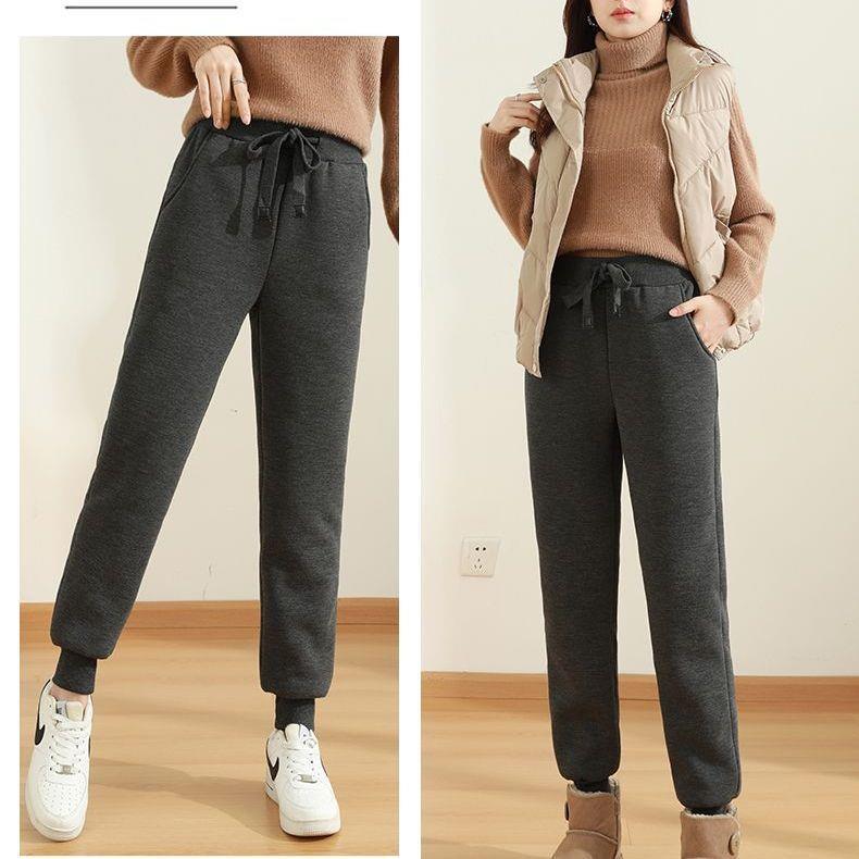 Lambswool Velvet-Lined Winter Joggers - Thick, Loose-Fit Casual Sweatpants for Autumn/Winter