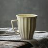 European Retro Ceramic Coffee Cup Office Afternoon Tea Pottery Striped Water Cups Household Couple Milk Mug with Handle Gifts