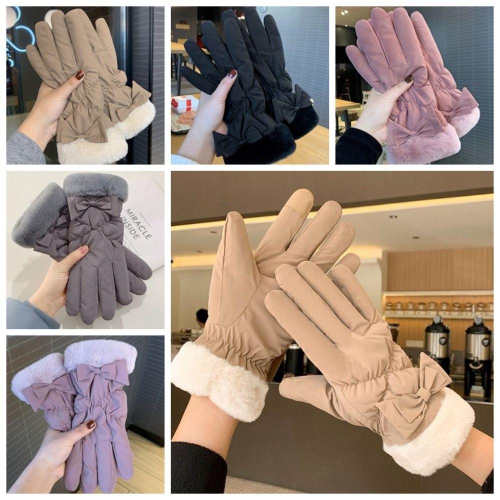 

Женские перчатки Keep Warm Bow, водонепроницаемые варежки для велоспорта, простые зимние теплые перчатки для студентов розовый
