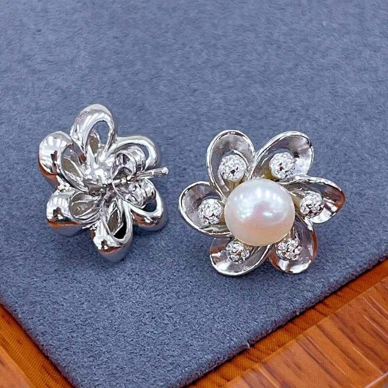 Sace Gems Earrings for Women 925Sterling Silver Pearl Zircon Stud Earrings Engagement Cocktail Party Fine Jewelr Gift