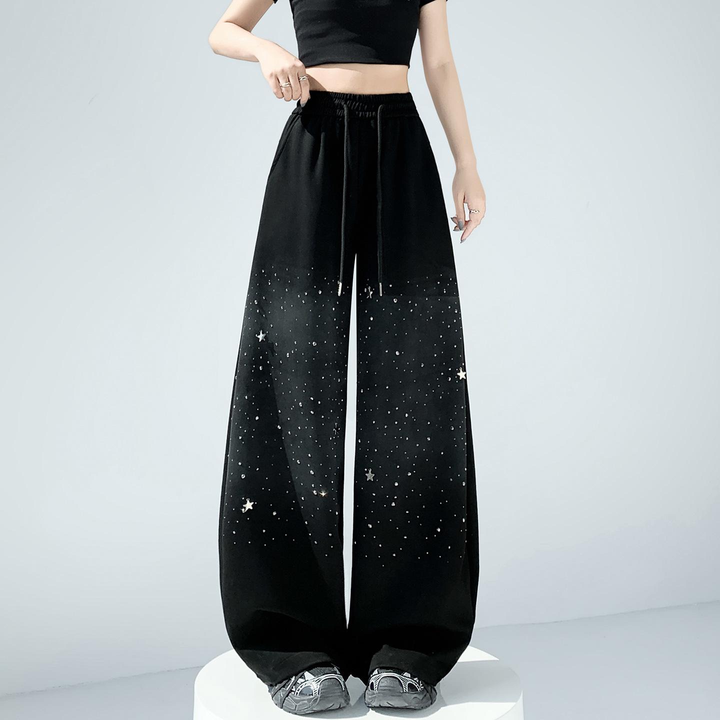 

Women s Trendy American Style Rhinestone Gradient Banana Shape Sweatpants, Spring 2026 Collection L