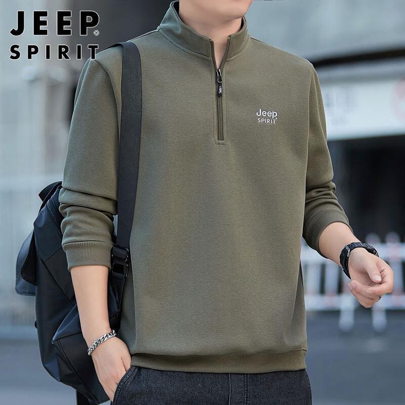 JEEP SPIRIT Men s Half-Zip Heavyweight Embroidered Sweatshirt XL
