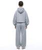 [Set] String Oversized Crop Hoodie + Single-Pleat Wide Pants - Melange