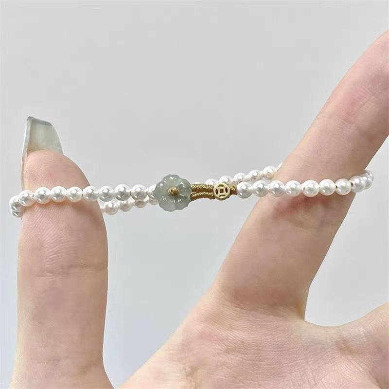Money Flower Rice Grain Little Pearl Bracelet For Women Girls Light Luxury Bracelet Korean Style Temperament Hand Rope Gifts