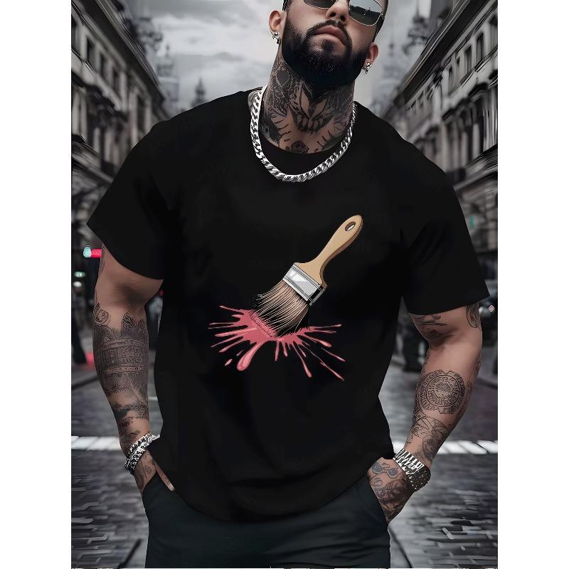 

Европейские размеры Мужская повседневная футболка с графическим принтом в виде капель краски | Мода уличного стиля, Обычная посадка, Круглый вырез, Короткий рукав S чёрный