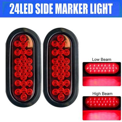 2pcs 12V 24Led Oval Truck Trailer Stop Turn Tail Brake Light Side Marker Lamp Trailer Truck Lamp Red Kit Set