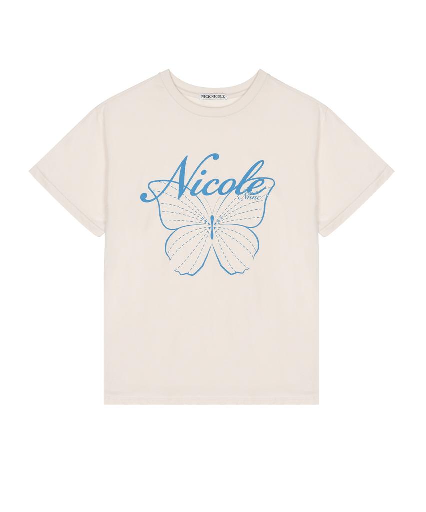 Nigaennikol Nicole Butterfly Sleeve Top_Beige Blue
