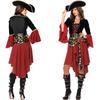 Costume Pirates des Caraïbes, reine d'Halloween crâne doré, costume de pirate de scène de luxe pour adulte