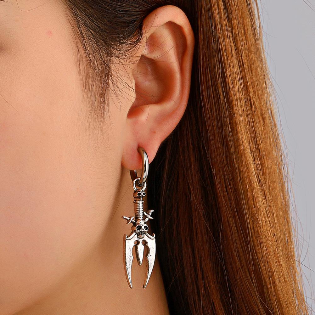 Retro Skull Hoop Earrings Gothic Hypoallergenic Fashion Charm Couple Circle Earrings Halloween Gifts