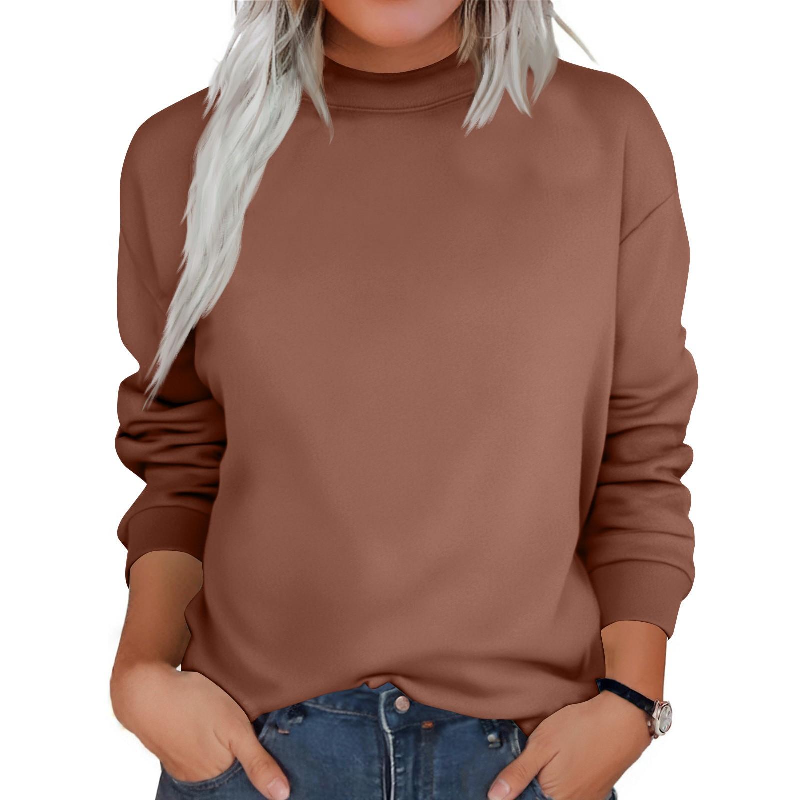 

Женский модный однотонный флисовый утолщенный топ с длинными рукавами XL коричневый