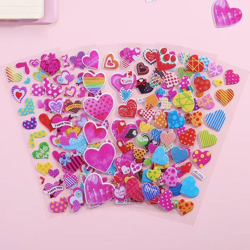 10sheets 3D Bubble Decorative Sticker Colorful Cartoon Cute Style Reusable Stickers for Birthday Christmas New Year Gift TMZ
