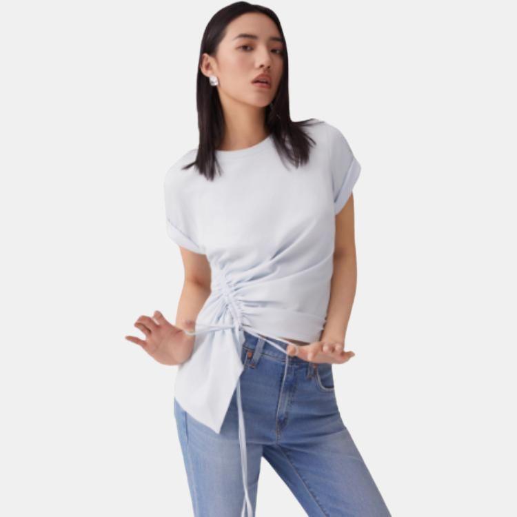 Levis SS25 Commuting Minimalist Solid Color Short Sleeve Regular T-Shirt Women Tops White 002YT-0000