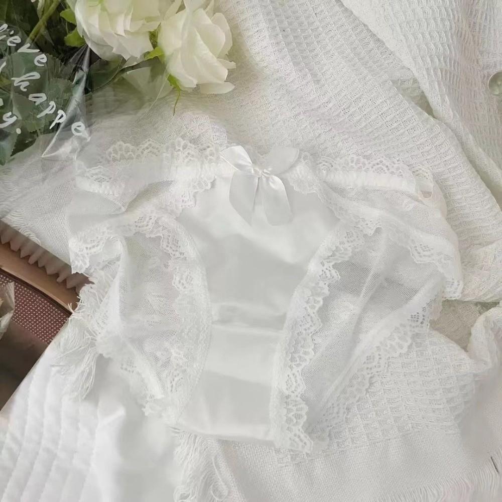 Bow Lace Panties Transparent Mesh Flower Briefs Breathable Underwear for Women  Lady