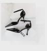 European & American High Heel Pointed Patent Leather One-Strap Sandals with Sexy Hollow Design