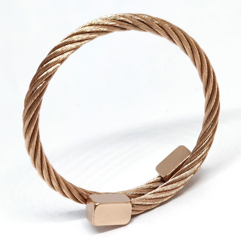 Men's European & American Style Stainless Steel Bracelet: Silver, Gold, Rose, Black Punk Braided with Square & Round Heads