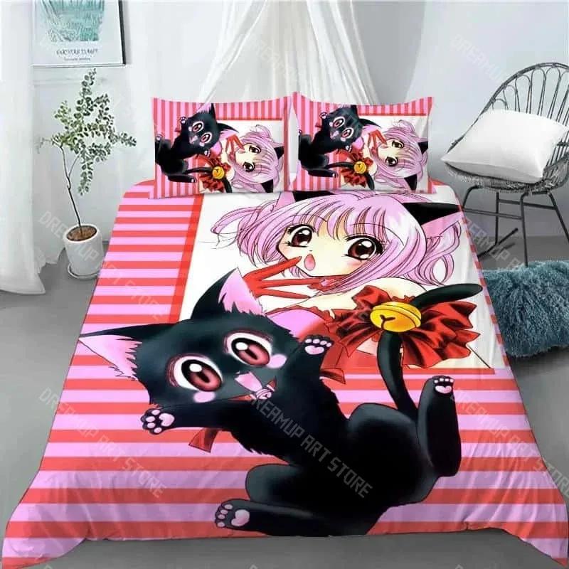 3D Print Tokyo Mew Mew Anime Kawaii Girls Bedding Set Duvet Cover Bedclothes Comforter Cover With Pillowcase For Kid Home