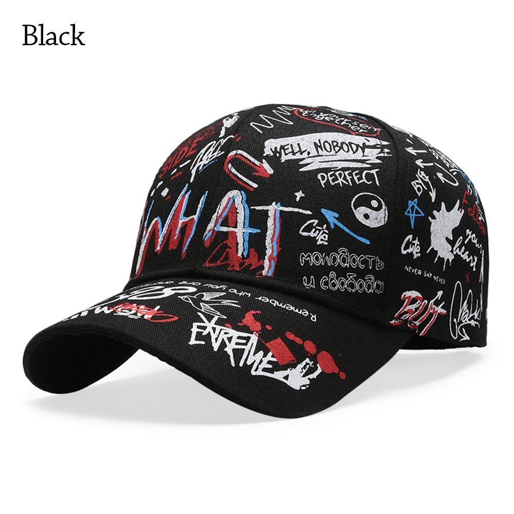 

Print Sun Hat Hip Hop Visor Casual Baseball Cap for Men Women Black
