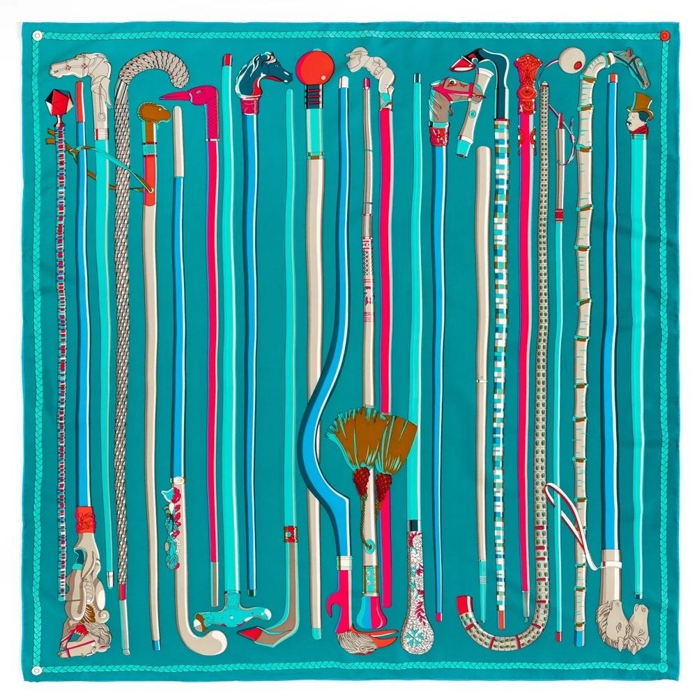 Manual Hand Rolled Twill Silk Scarf Women Mace Print Square Scarves Echarpes Foulards Femme Wrap Bandana Small Hijab 90CM