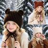 Keep Warm Bear Ear Knitted Hat Cute Ear Beanies Cap Fashionable Ear Protection Hat  Adult