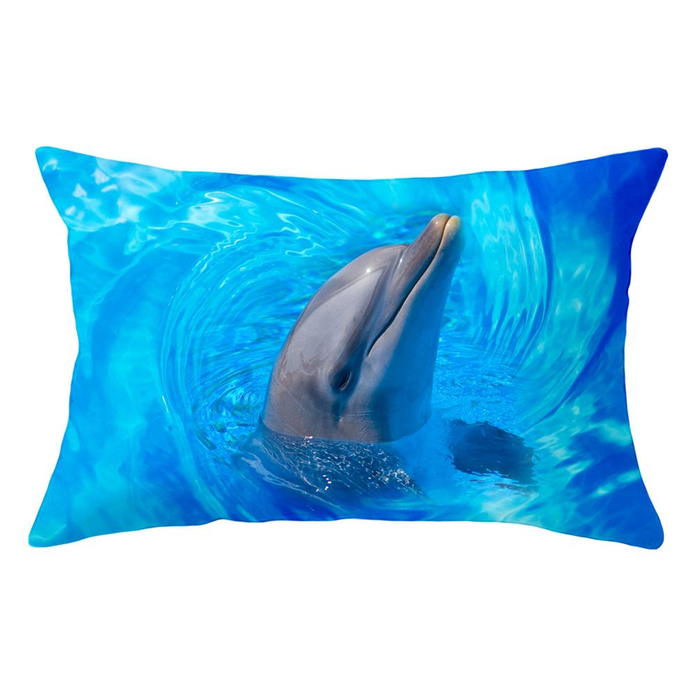 Dekorative Kissenbezüge, 30 x 50 cm, Delfin- und Ozean-Lendenkissenbezug, Sofa-Kissenbezug, Auto-Büro-Kissen, Rückenkissen, Heimdekoration