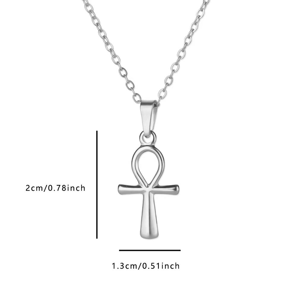 Religion Egyptian Ankh Crucifix Necklaces Gold Color Cross Charm Choker Stainless Steel Symbol of Life Jewelry Gifts Women Men
