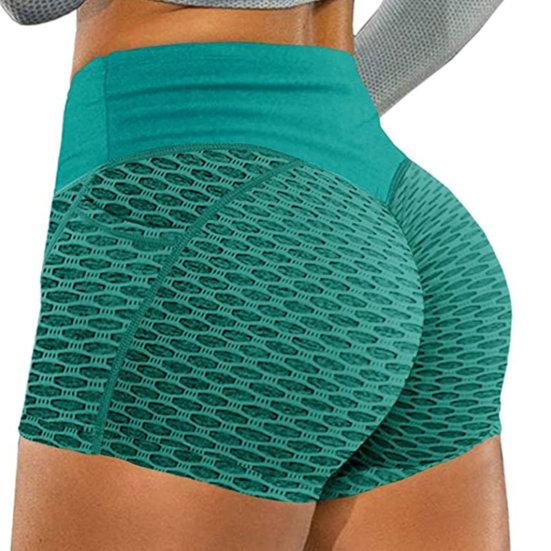 Women Yoga Shorts Solid Color Elastic High Waist Tummy Control Butt-lifted Workout Breathable Honeycomb Lady Summer Shorts Women Clothes