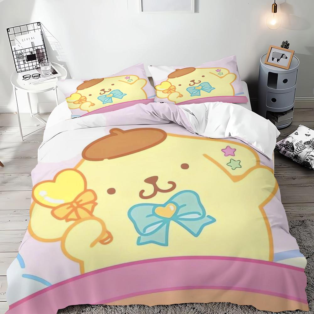Sanrio Pom Pom Purin Bedding Sets Cartoon Dog Comforter Cover Bed Cover Duvet Cover Pillow Case 2-3 Pieces Sets Bedroom Decor