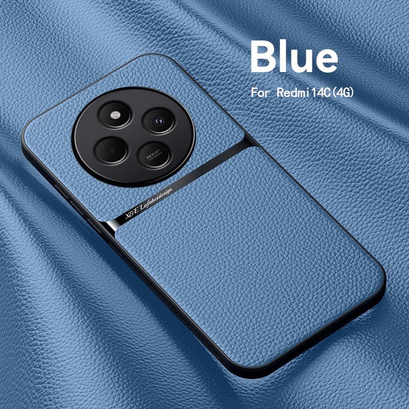 

Для Redmi 14C чехол для телефона с текстурой кожи, встроенным магнитом, мягким краем из ТПУ, защитой от падения и отпечатков пальцев For Redmi 14C 4G