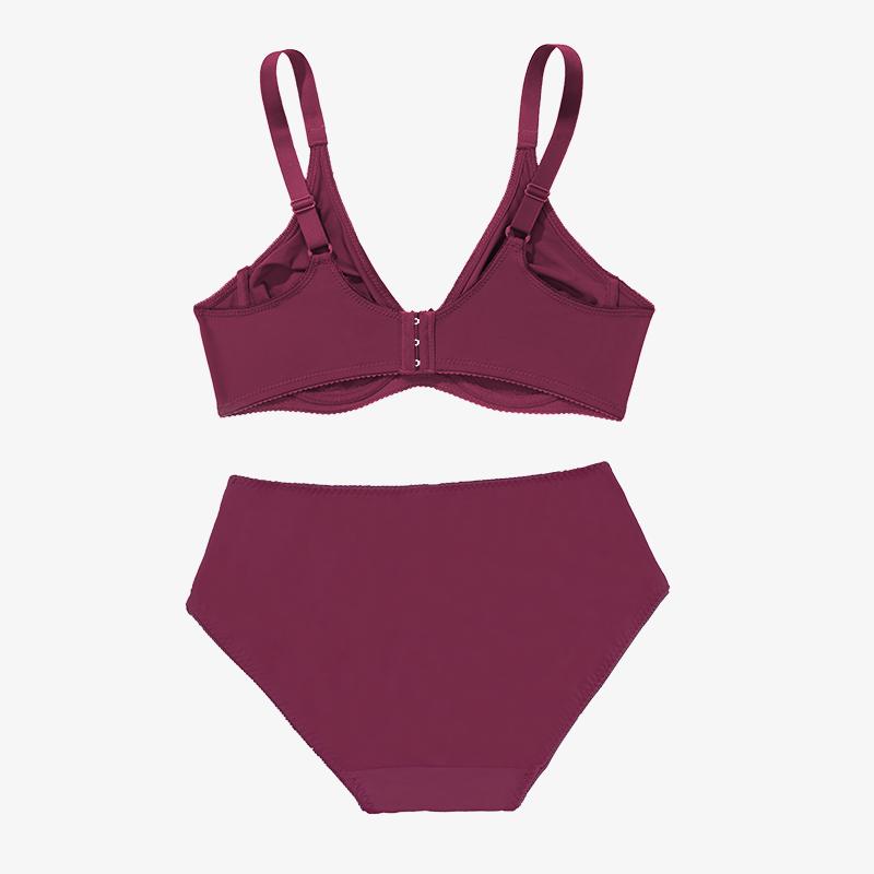 Plus Size Lingerie Set for Women Big Size Wired Underwear Set Plain Unlined Thin Bra and Panty Set 85C-110D