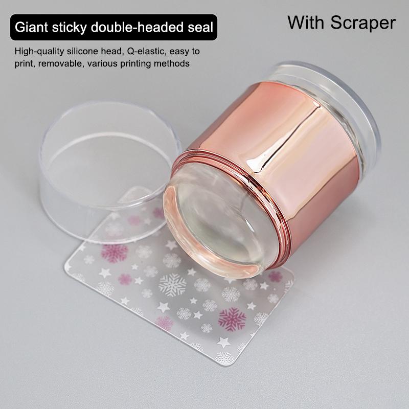 Double Headed French Nail Art Stamper With A Nail Scraper Silicone Clear Head Nail Mold Stamping Template For Diy Manicure Size